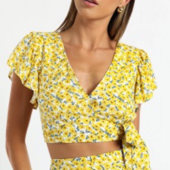 Showpo KARRIE TWO PIECE SET IN YELLOW FLORAL - S - Picture 1 of 6